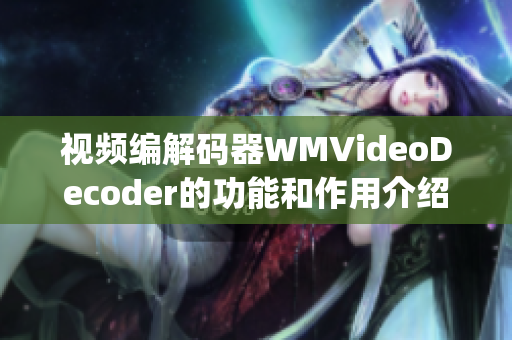 视频编解码器WMVideoDecoder的功能和作用介绍(1)